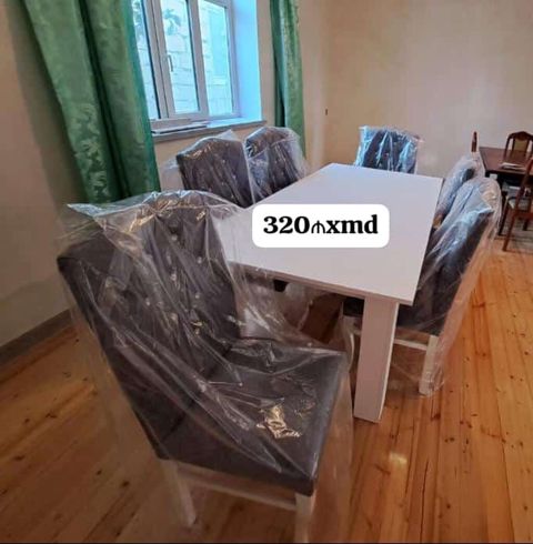Yemək otağı üçün masa və 6 ədəd stul dəsti. - Masa: düzbucaqlı forma — Bakı