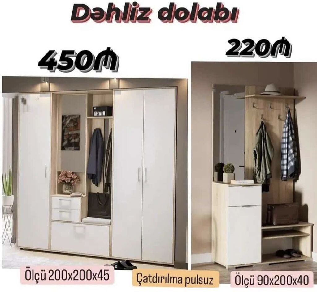 Dəhliz dolabı dəsti Model 1 – 450₼ - Ölçü: 200 200 45 sm - Geniş — Xol üçün, Bakı
