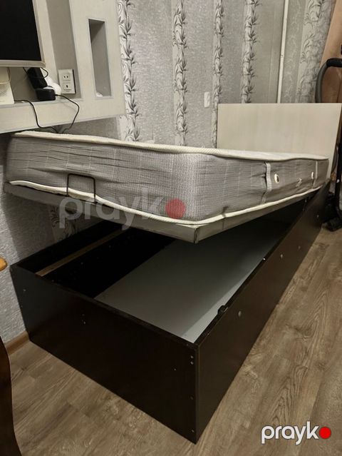 Yüksələn mexanizmlə tək nəfərlik çarpayı və döşək - Ölçü: 90x190 sm — Bakı