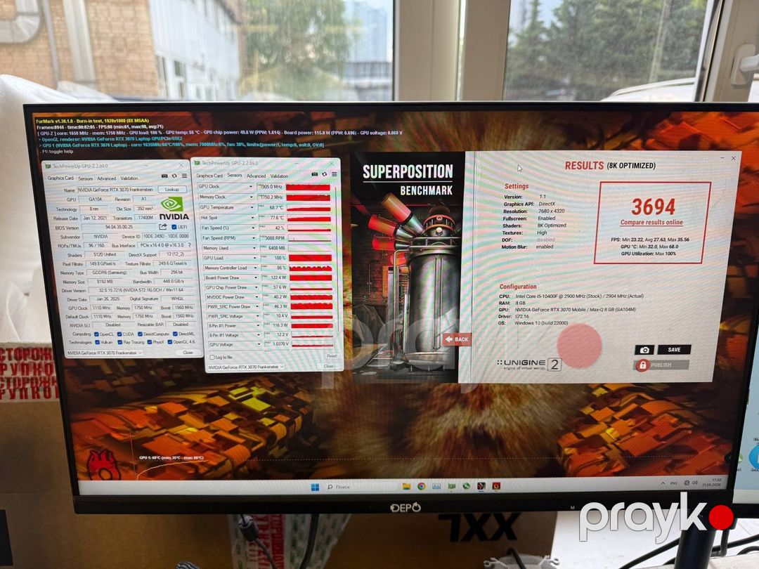 Nvidia RTX 3070m laptop 3port 8GB — Kompüterlər və noutbuklar, Bakı (6)