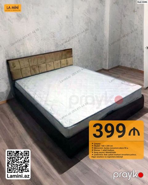 Çarpayı – 160 x 200 sm - Mexanizm: Açılan mexanizm (əlavə 50 — Bakı