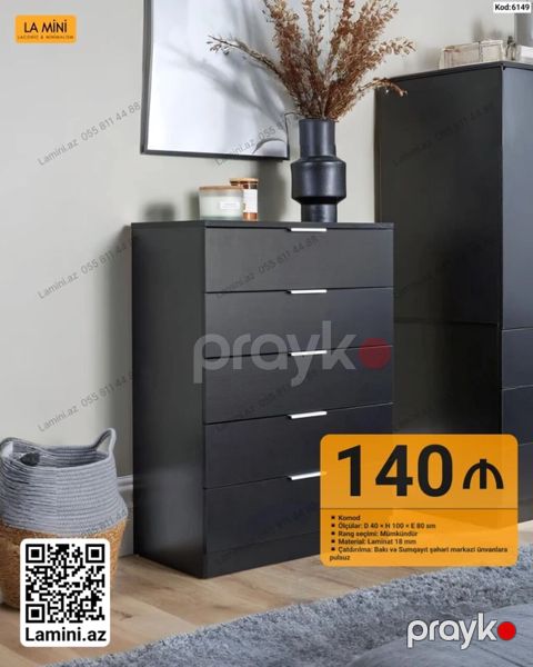 LA Mını komod - Model kodu: 6149 - Ölçülər: D 40 H 100 E 80 sm — Bakı