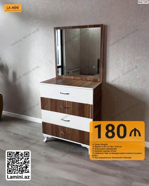 Termo güzgülü komod - Model kodu: 1341 - Ölçülər: D 40 H 180 E 80 — Bakı