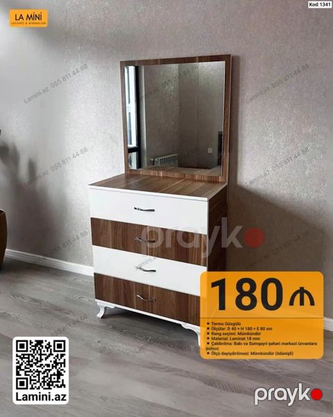 Termo güzgülü komod - Model kodu: 1341 - Ölçülər: D 40 H 180 E 80 — Bakı
