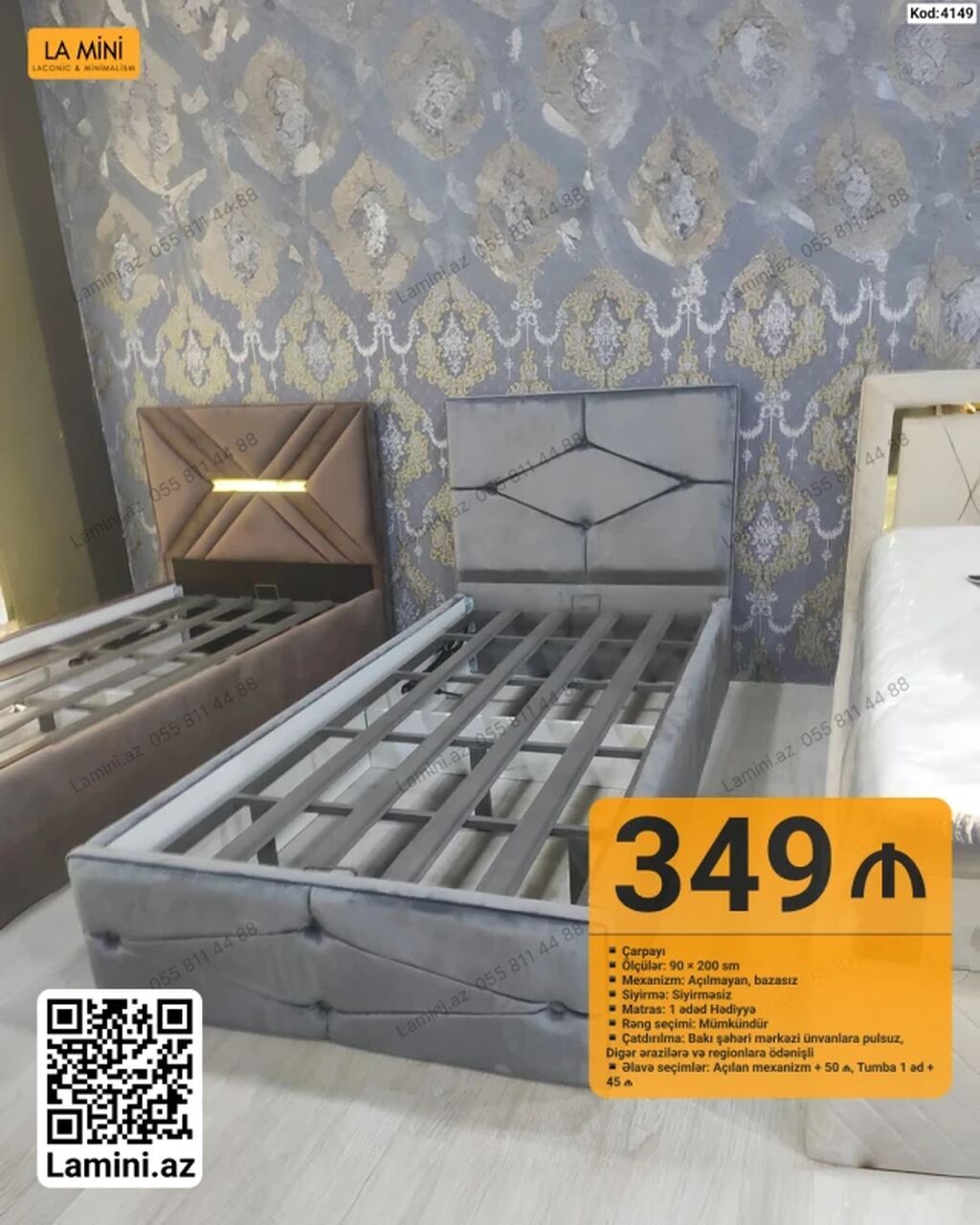 Çarpayı – La Mini – Ölçü: 90 200 sm – Mexanizm: Açılmayan — Yataqlar, Bakı (2)