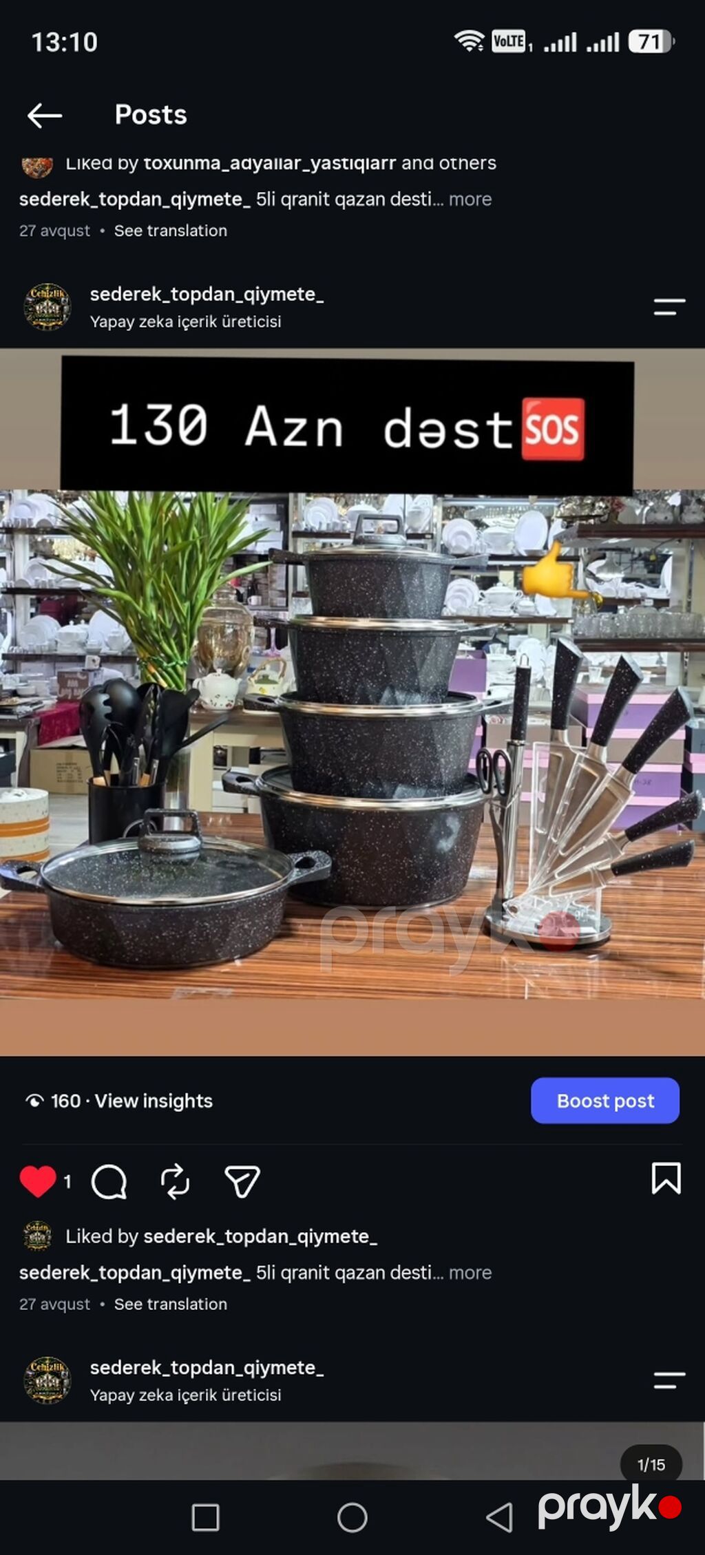 Qazan, rəng - Boz, Qranit — Bişirmə qabları, Bakı (3)