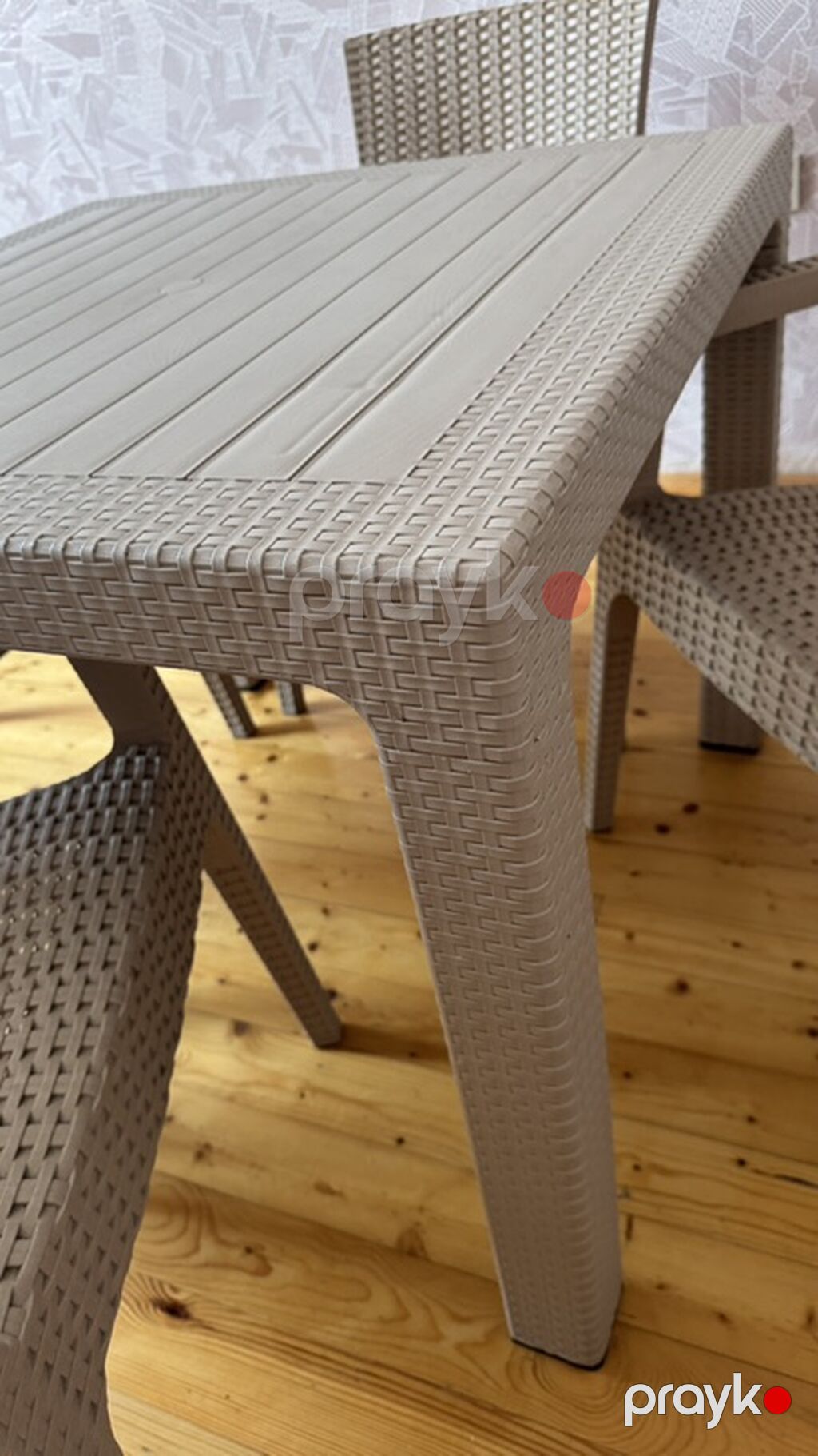 Məhsul: 4 nəfərlik masa–stul dəsti Təsvir: - Rattan fakturalı, bej — Mobilya dəstləri, Bakı (2)