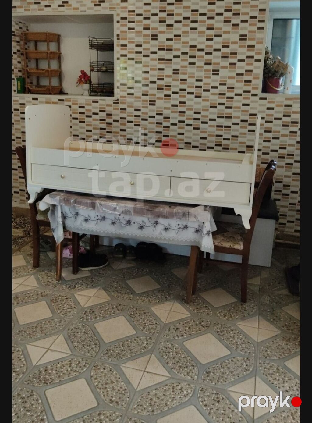 Ağ rəngli uşaq çarpayısı (beşik tipli) - Material: ağ rəngli Mdf/ldsp — Yataqlar, Bakı (2)