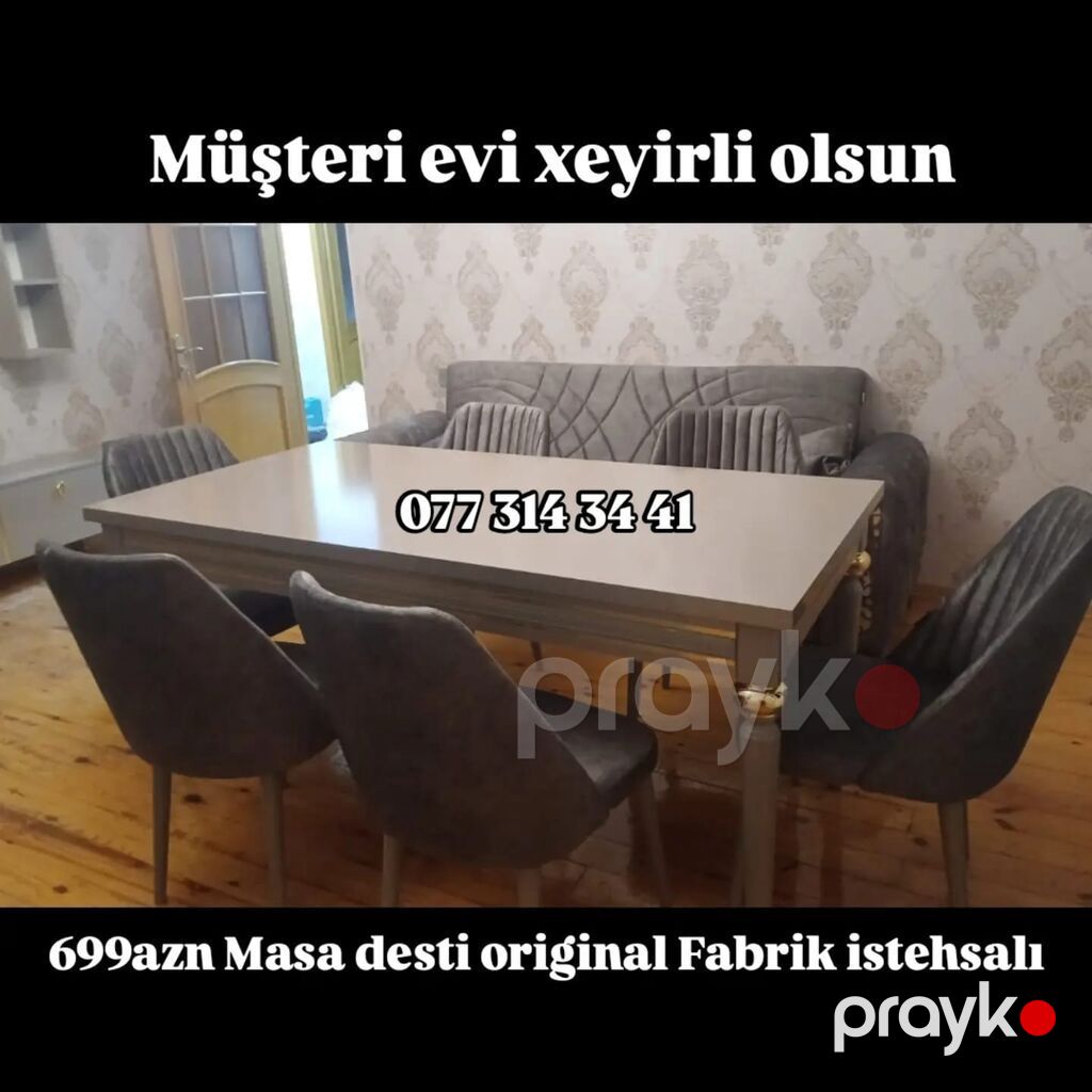Masa dəsti – orijinal fabrik istehsalı - Komplekt: yemək masası + 6 — Masalar və stullar, Bakı (3)