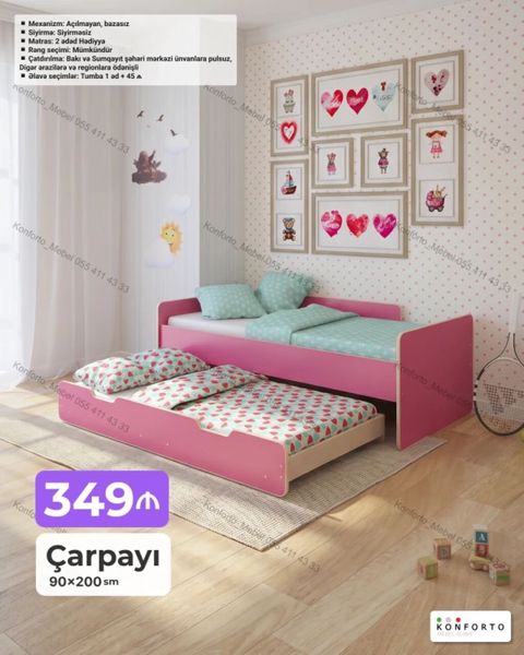 Məhsul: Uşaq/yeniyetmə üçün ikili çarpayı dəsti Ölçü: 90×200 sm — Bakı