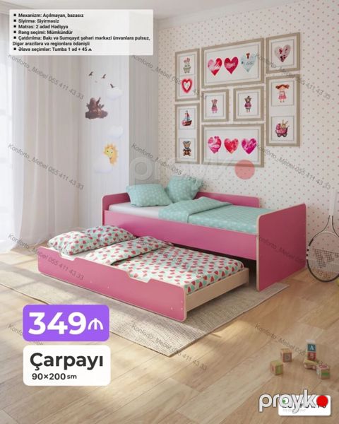 Məhsul: Uşaq/yeniyetmə üçün ikili çarpayı dəsti Ölçü: 90×200 sm — Bakı
