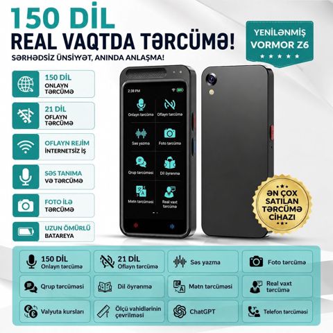 Vormor Z6 — Yenilənmiş AI Səsli Tərcümə Aparatı Vormor Z6 ağıllı — Xırdalan