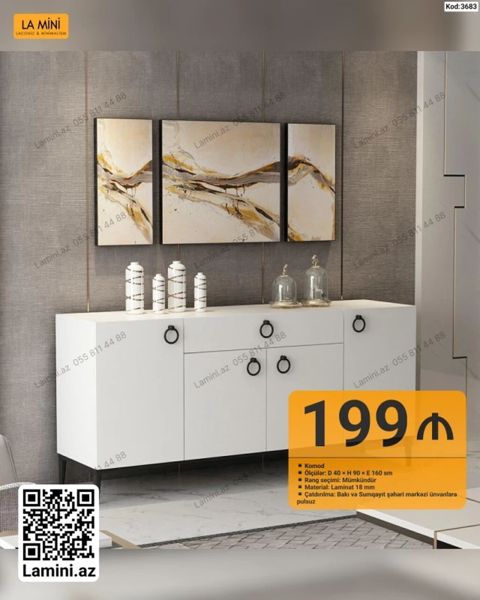 La Mini – Komod - Kod: 3683 - Ölçülər: Dərinlik 40 sm Hündürlük 90 — Bakı