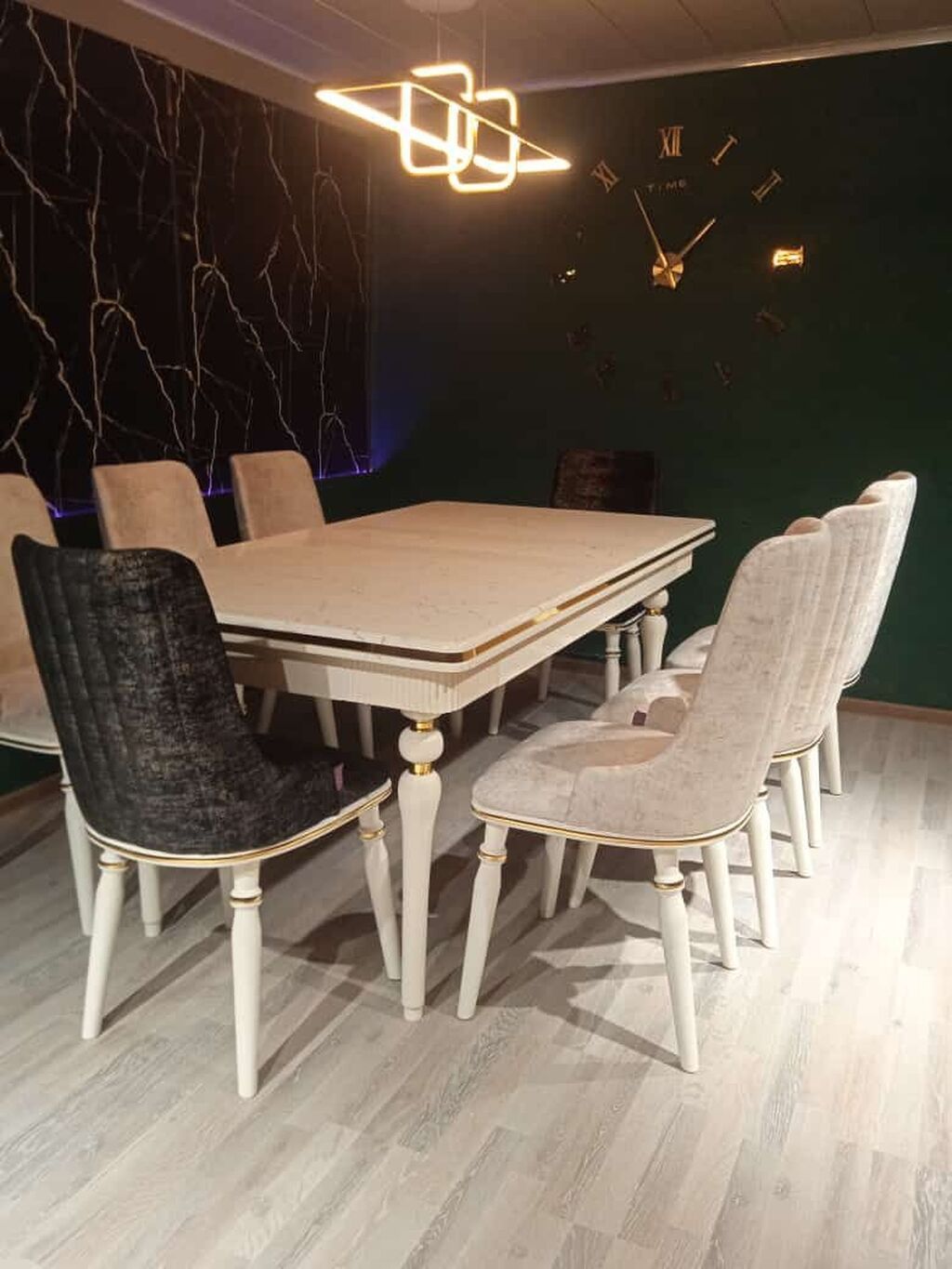 Qonaq otağı üçün, Yeni, Açılmayan, Dördbucaq masa, 6 stul — Masalar və stullar, Bakı (2)