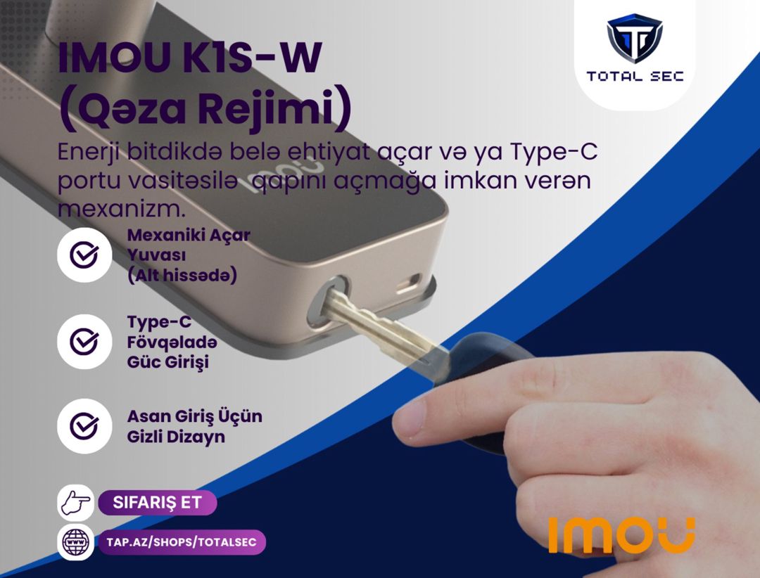 İmou ağıllı kilid - K1S-W — Ağıllı ev və təhlükəsizlik, Bakı (6)