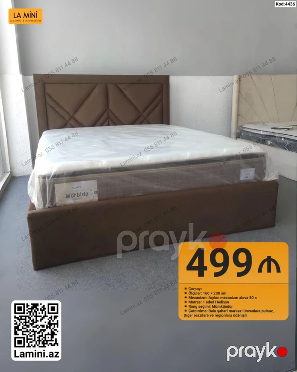 LA Mını markasından yumşaq başlıqlı çarpayılar Model kodları: 4437 — Yataqlar, Bakı (3)