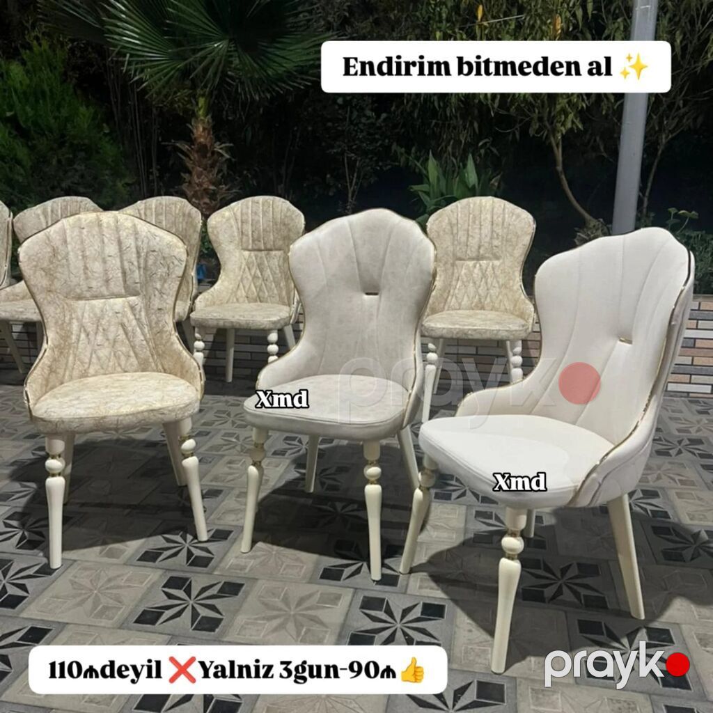 Yemək otağı üçün zərif dizaynlı yumşaq stullar - Model: yüksək — Stullar, Bakı (6)