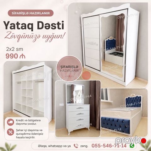 Yataq Dəsti – zövqünüzə uyğun dizayn Məhsul tərkibi: - Geniş 3 qapılı — Bakı