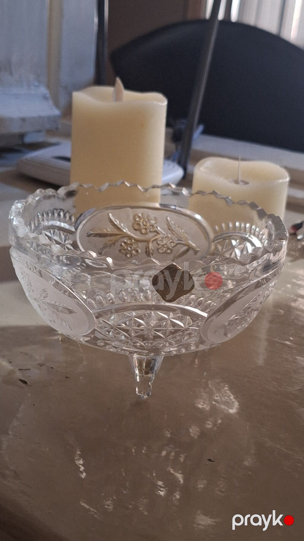 3 ayaqlı xrustal konfet qabı 20 azn — Süfrə qabı, Bakı (2)