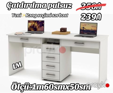 Kompyuter/iş masası – geniş və funksional dizayn. Xüsusiyyətlər — Bakı
