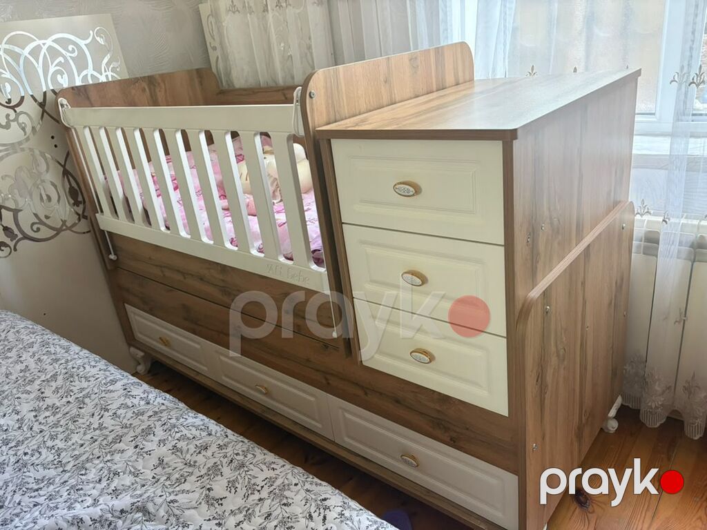 Çarpayı-komodlu uşaq beşiyi - Material: ağac teksturalı laminat + — Bəşikləri, Masazır (3)