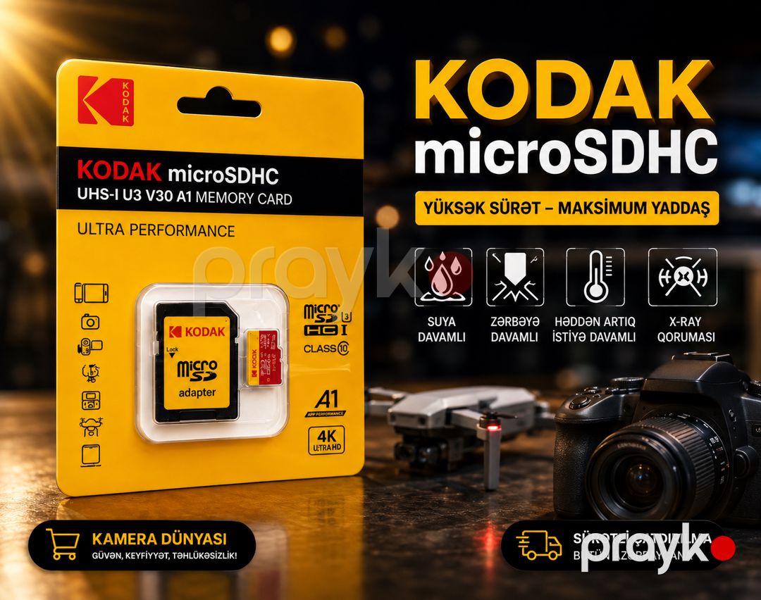 Kodak MicroSDHC 32GB UHS-U3 V30 A1 Yaddaş Kartı — Kart oxuyucuları, Sumqayıt (3)