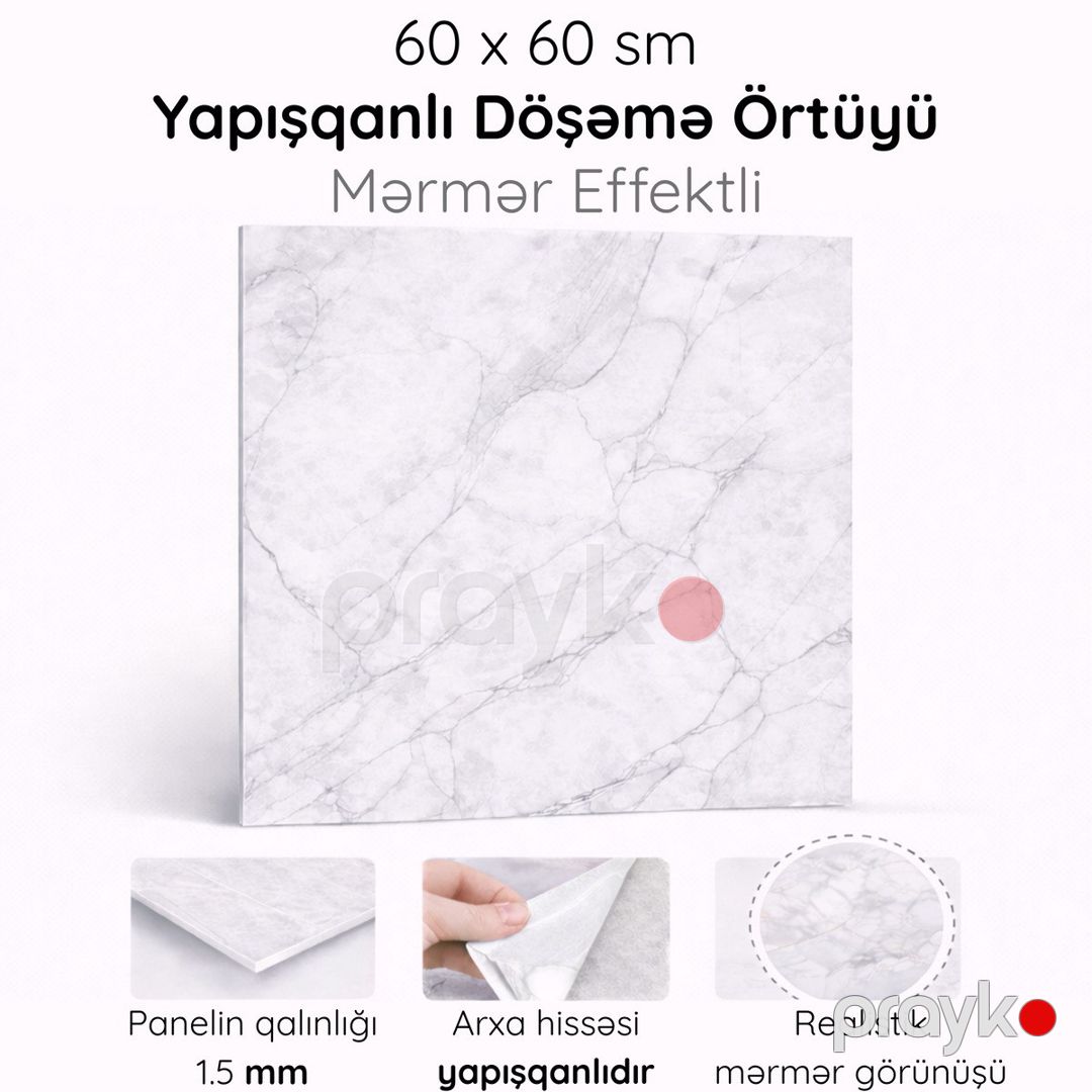 Dekorativ döşəmə örtüyü SPC88001, boz, 60x60 sm — Təmir və inşaat, Bakı (5)