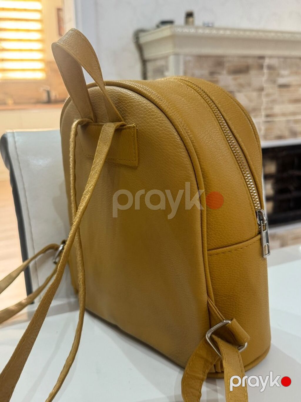 Mustard rəngli mini bel çantası/ryukzak - Material: yumşaq teksturalı — Çantalar, çamadanlar, cüzdanlar, Bakı (2)
