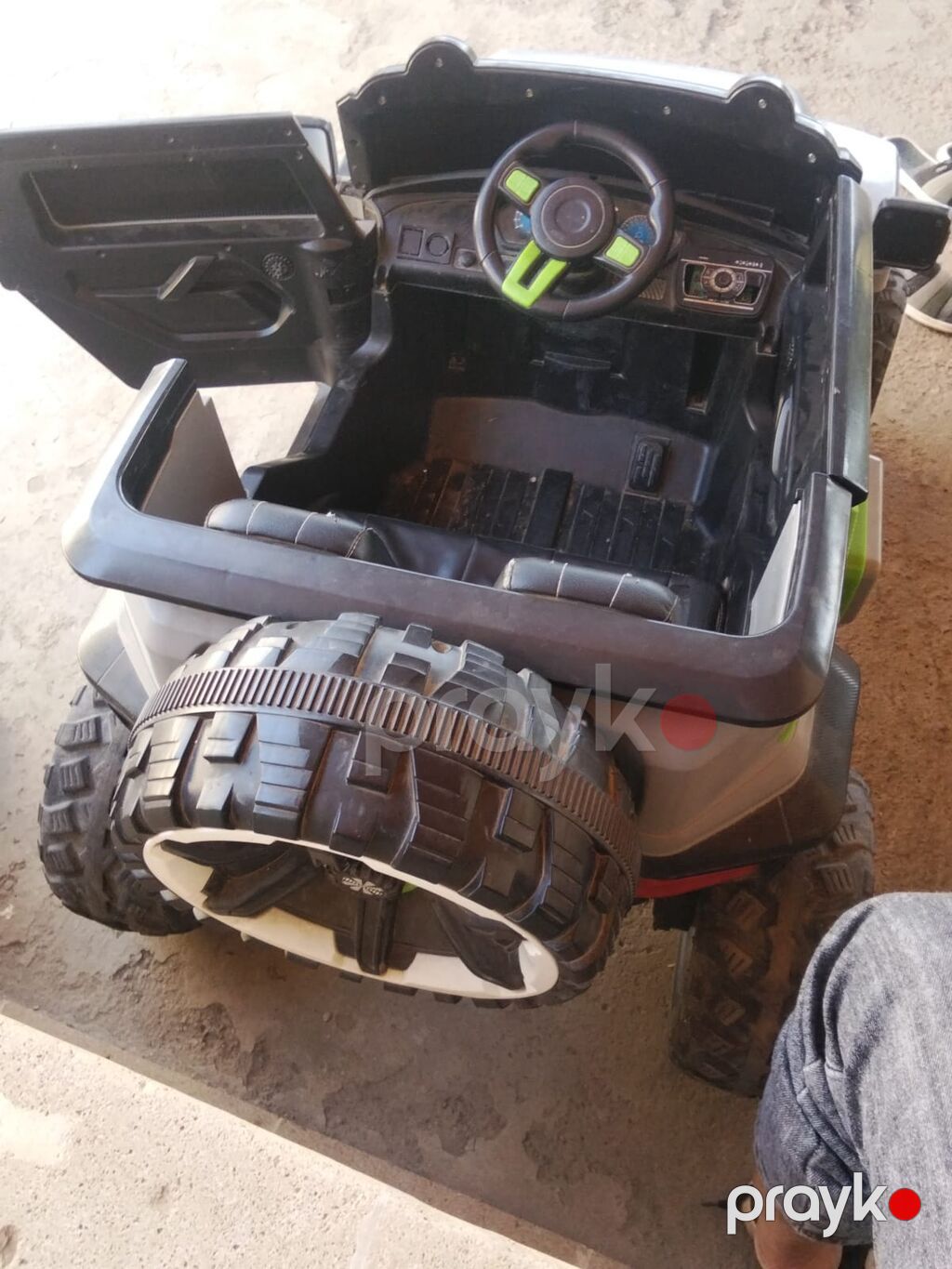 Uşaq üçün elektrikli mini jeep maşın - Korpus: boz-qara rəng, yaşıl — Uşaq avtomobilləri, Biləsuvar (3)