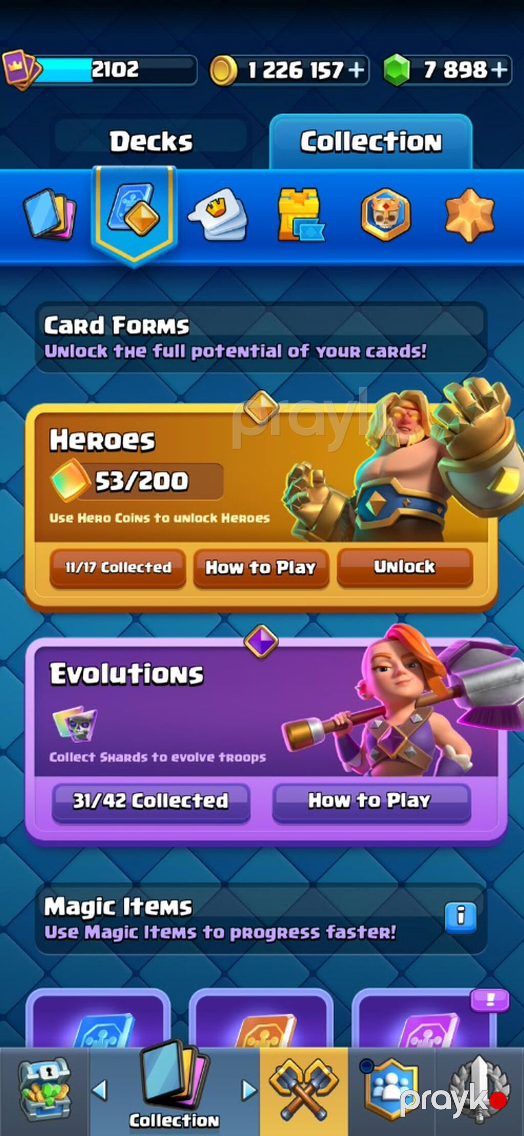 Clash Royale hesab. Hesabda 65+ max kart. 31 evo, 12 hero. 7800+ gem — Digər, Bakı (3)