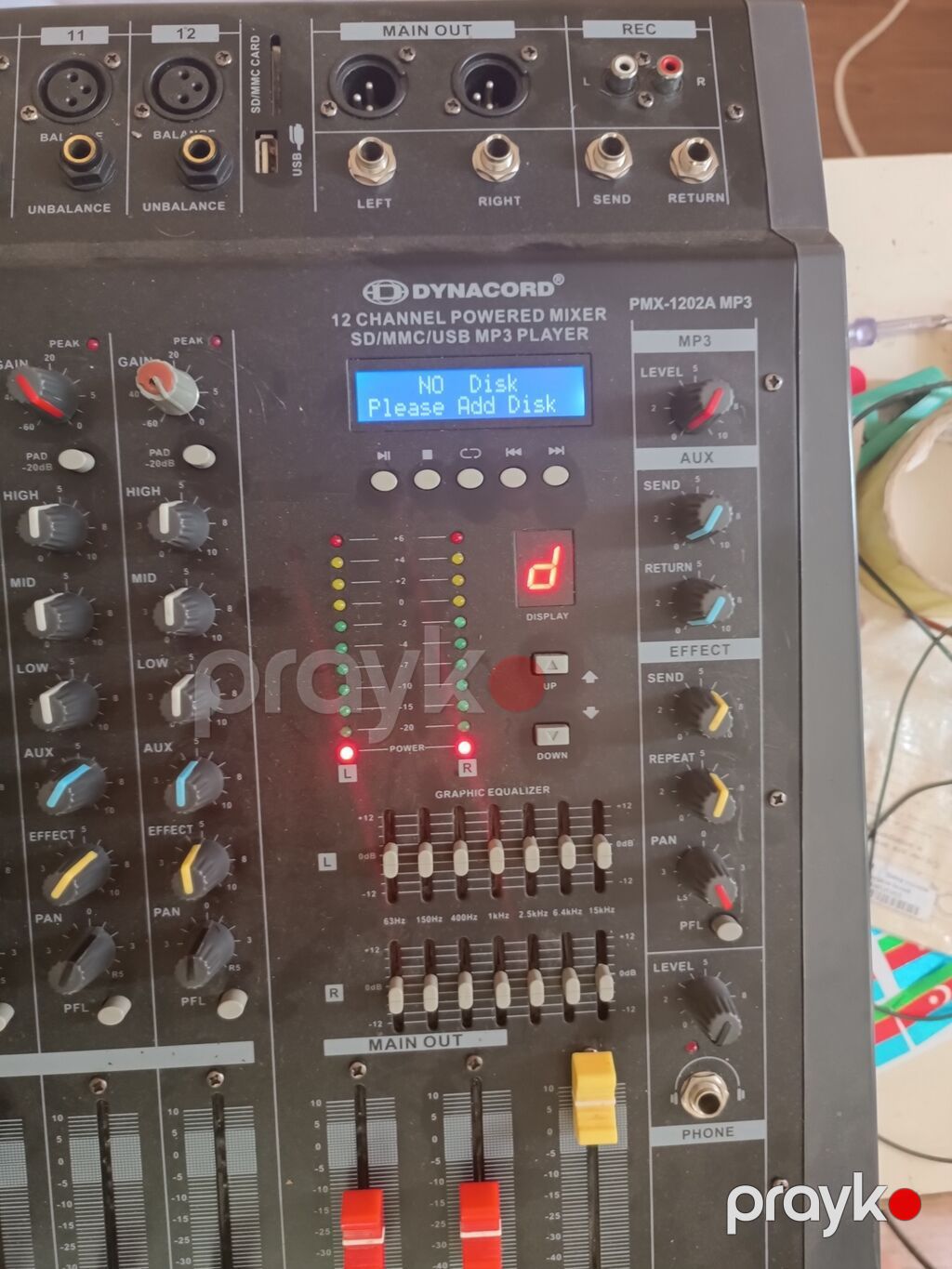Dynacord PMX-1202A MP3 – 12 kanallı gücləndiricili mikser — Studiya və konsert üçün, Beyləqan