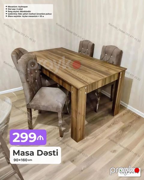 Məhsul: Masa Dəsti (90×160 sm) - Masa mexanizmi: Açılmayan (əlavə — Bakı