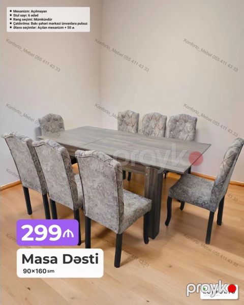 Masa Dəsti – 90×160 sm - Mexanizm: Açılmayan (istəyə görə açılan — Bakı
