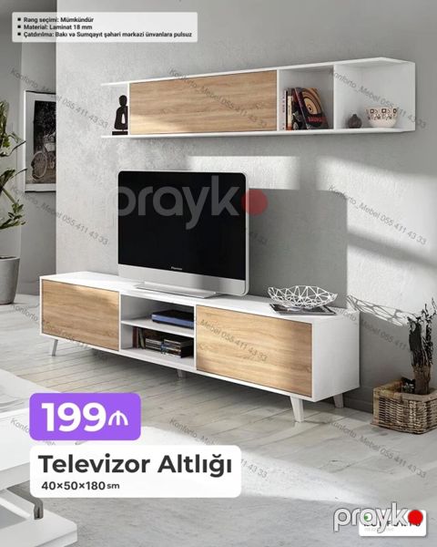 Televizor altlığı və üst divar rəfi dəsti Ölçülər: - Televizor — Bakı