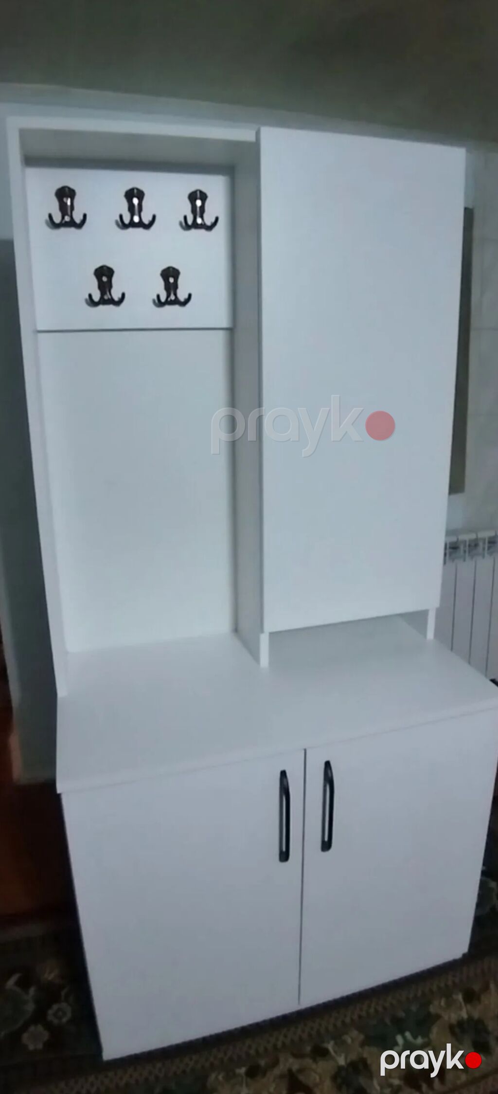 Ağ rəngdə dəhliz dolabı – paltar və ayaqqabı üçün funksional kombi — Xol üçün, Güzdək
