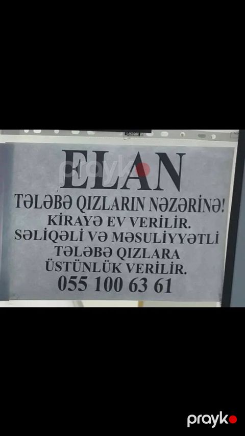 Kirayə ev təklif olunur. - Ünvan və sahə məlumatı göstərilməyib — Mingəçevir