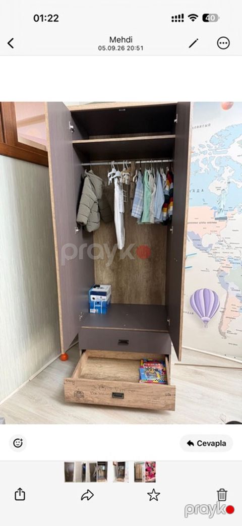 İkiqapılı paltar şkafı - Material: laminat/LDSP, ağac dekorlu — Bakı