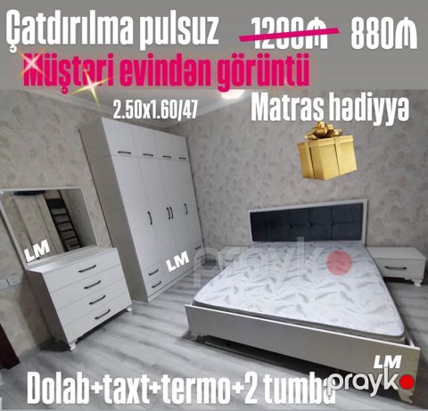 *Yataq dəsti* *Sifarişlə və yeni* Qiymət *880₼* Dəstə daxildir — Bakı