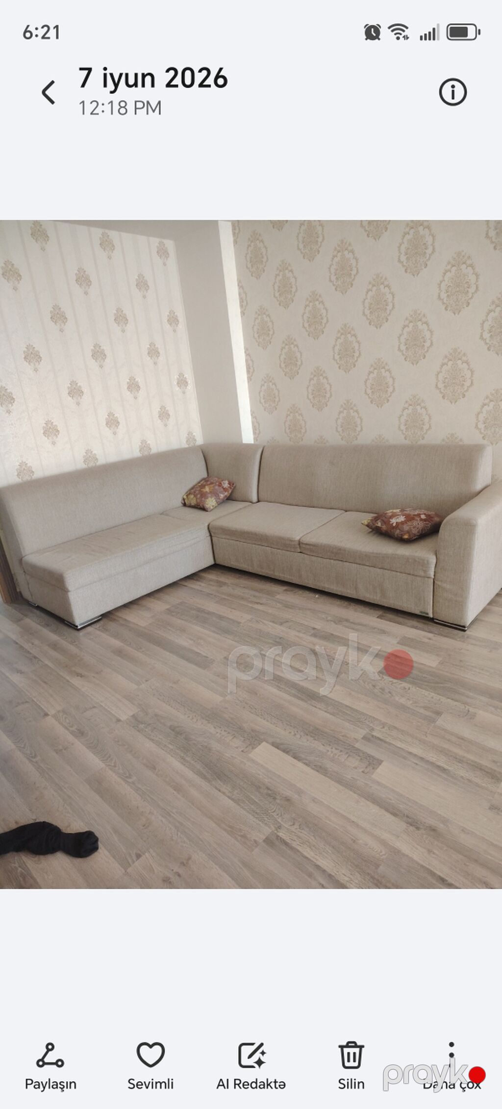 L‑şəkilli künc divanı - Rəng: bej - Material: yumşaq parça üzlük — Divanlər, Masazır
