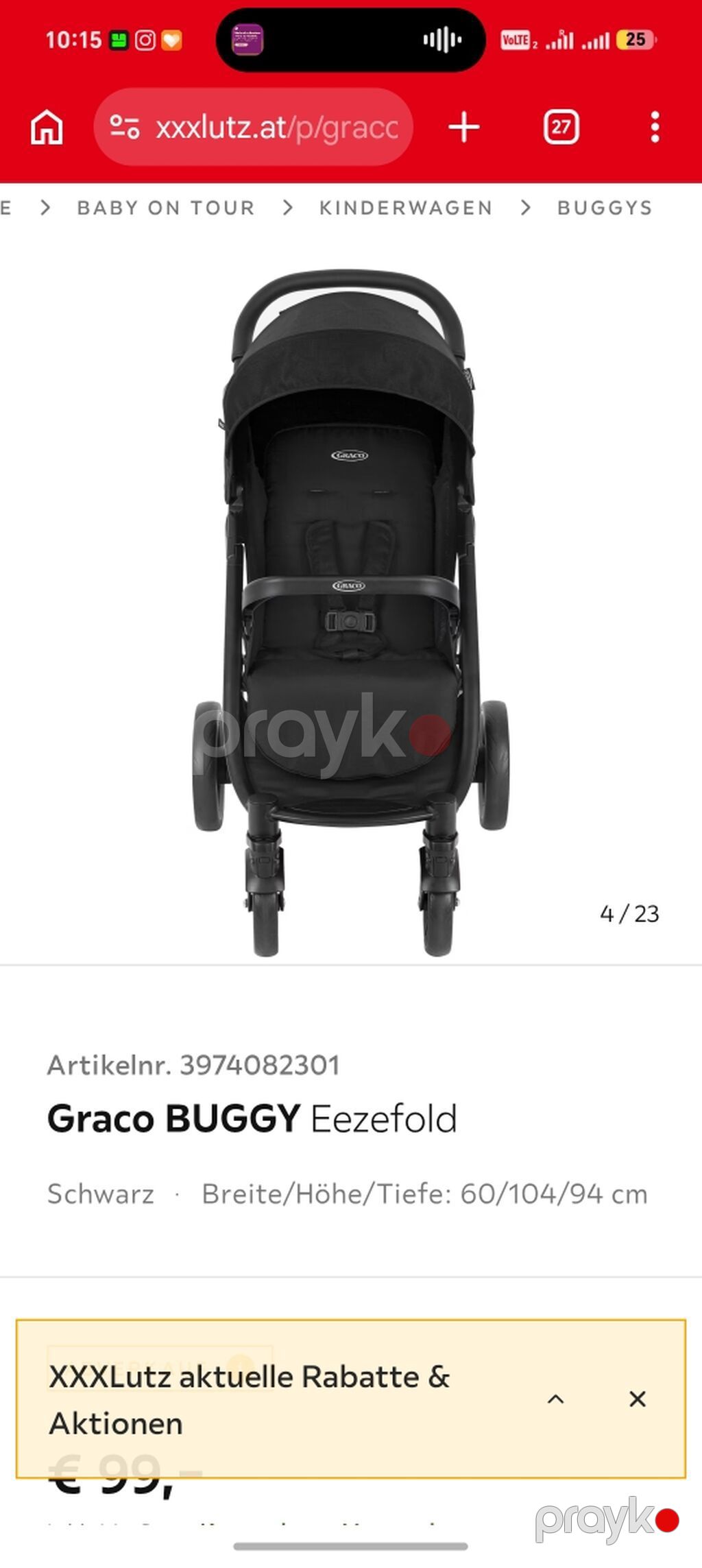 Graco Buggy EezeFold uşaq arabası - Rəng: qara - Ölçülər — Arabalalar, Bakı (2)