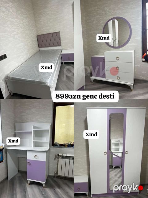 Gənc otağı üçün mebel dəsti – 899 AZN Dəst tərkibi: - Tək nəfərlik