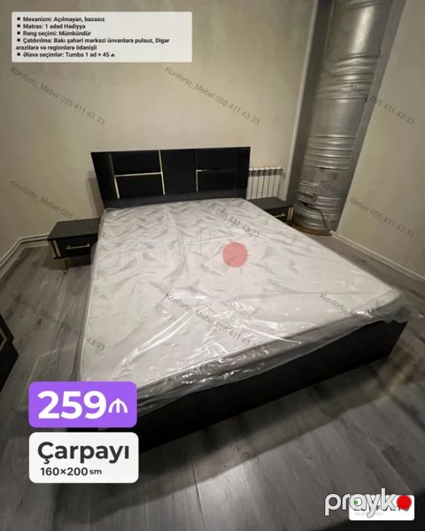 Çarpayı dəsti – 160×200 sm - Ölçü: 160×200 sm - Mexanizm: Açılmayan — Bakı
