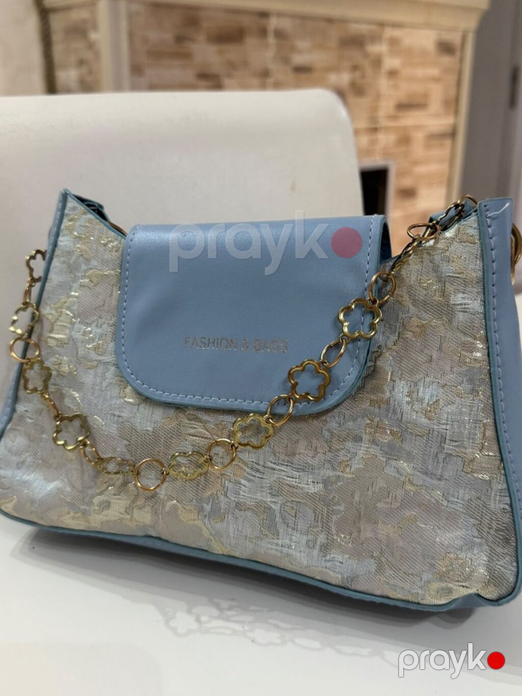 Mavi mini çanta - Dizayn: Pastel mavi rəngdə flap qapaqlı model, ön — Çantalar, çamadanlar, cüzdanlar, Bakı