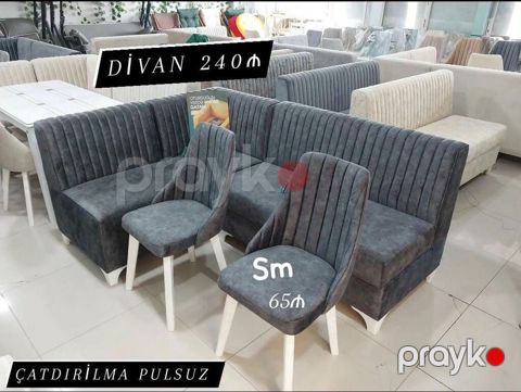 Məhsul: Yumşaq künc divan və yemək otağı üçün stullar - Divan: 240 — Bakı