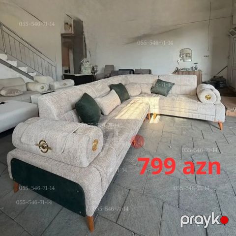 Künc divan dəsti - L formalı geniş künc divan - Yumşaq teksturalı — Bakı