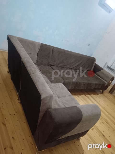 L formalı künc divanı - Dizayn: İki rəngli (tünd və açıq boz) — Digah