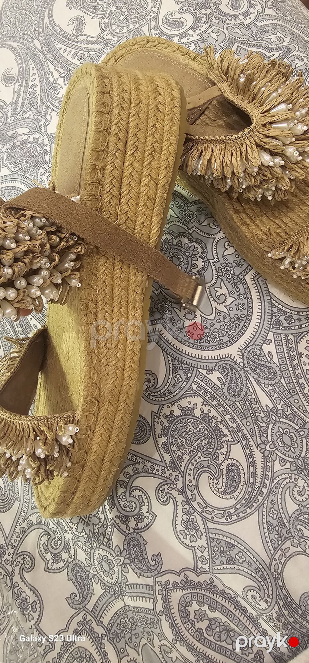 Qadın üçün əl işi yaz sandaleti,tezedi 40 olcu - Material: təbii — Sandal, Bakı (3)