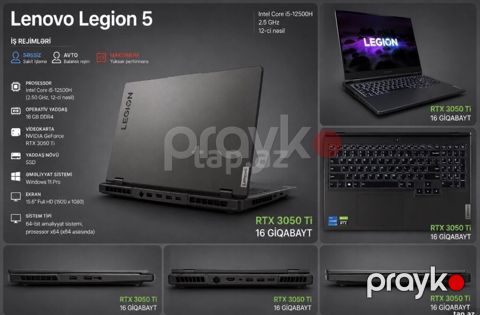 İşlənmiş Lenovo Legion, 15.6 Intel Core i5, 512 GB, Ünvandan götürmə — Saray
