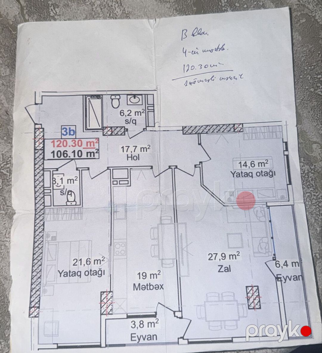 Satılır 3 otaqlı yeni tikili 121 m² — Mənzil, Bakı (2)