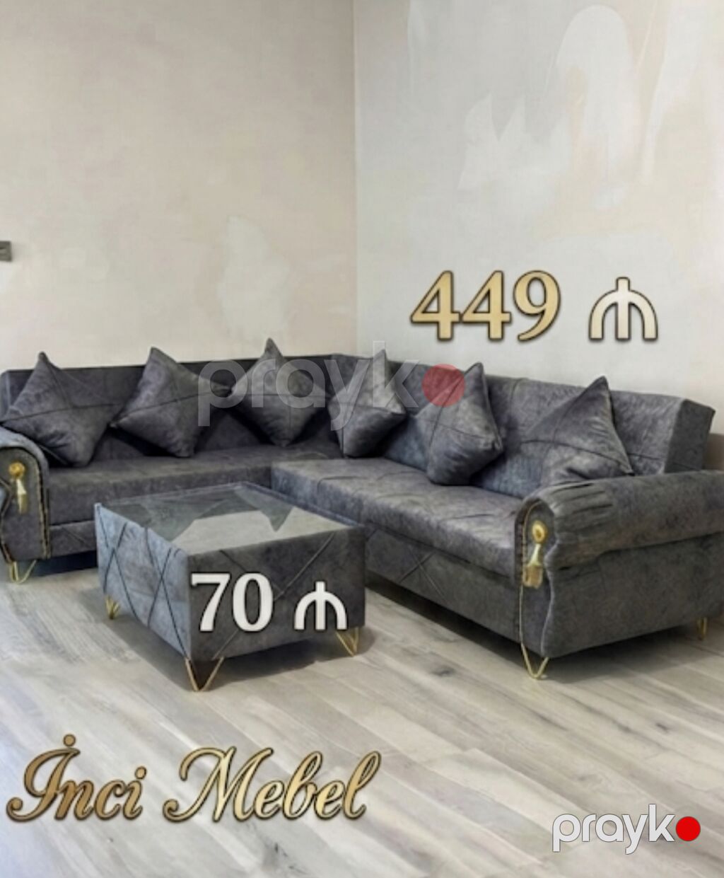 Yeni, Künc divan, Qonaq otağı üçün, Açılmayan — Yumşaq mobilya dəstləri, Bakı